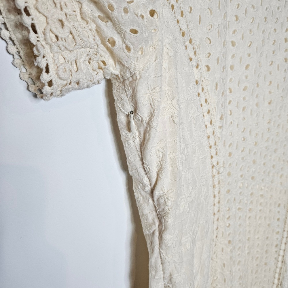 Sundance Eyelet Embroidered Dress Sz 10 White Cotton Summer Casual Boho Cottage - Picture 4 of 5